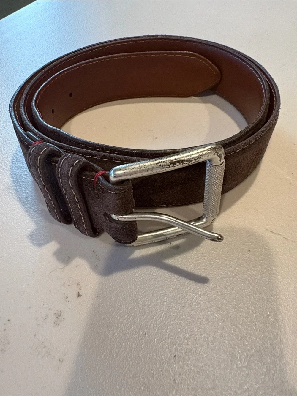 Torino Leather Company - European Sueded Calfskin Belt - Brown. Size 42